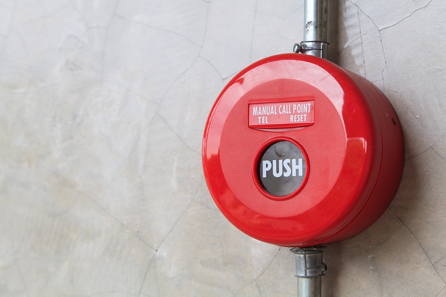 A round-shaped fire alarm
