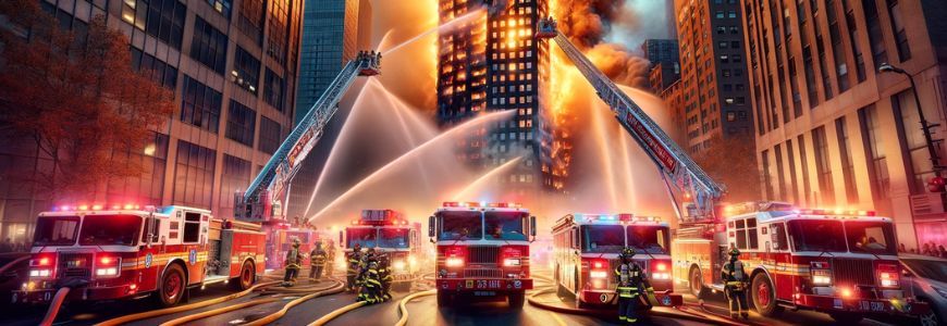  5 alarm fire in an urban environment